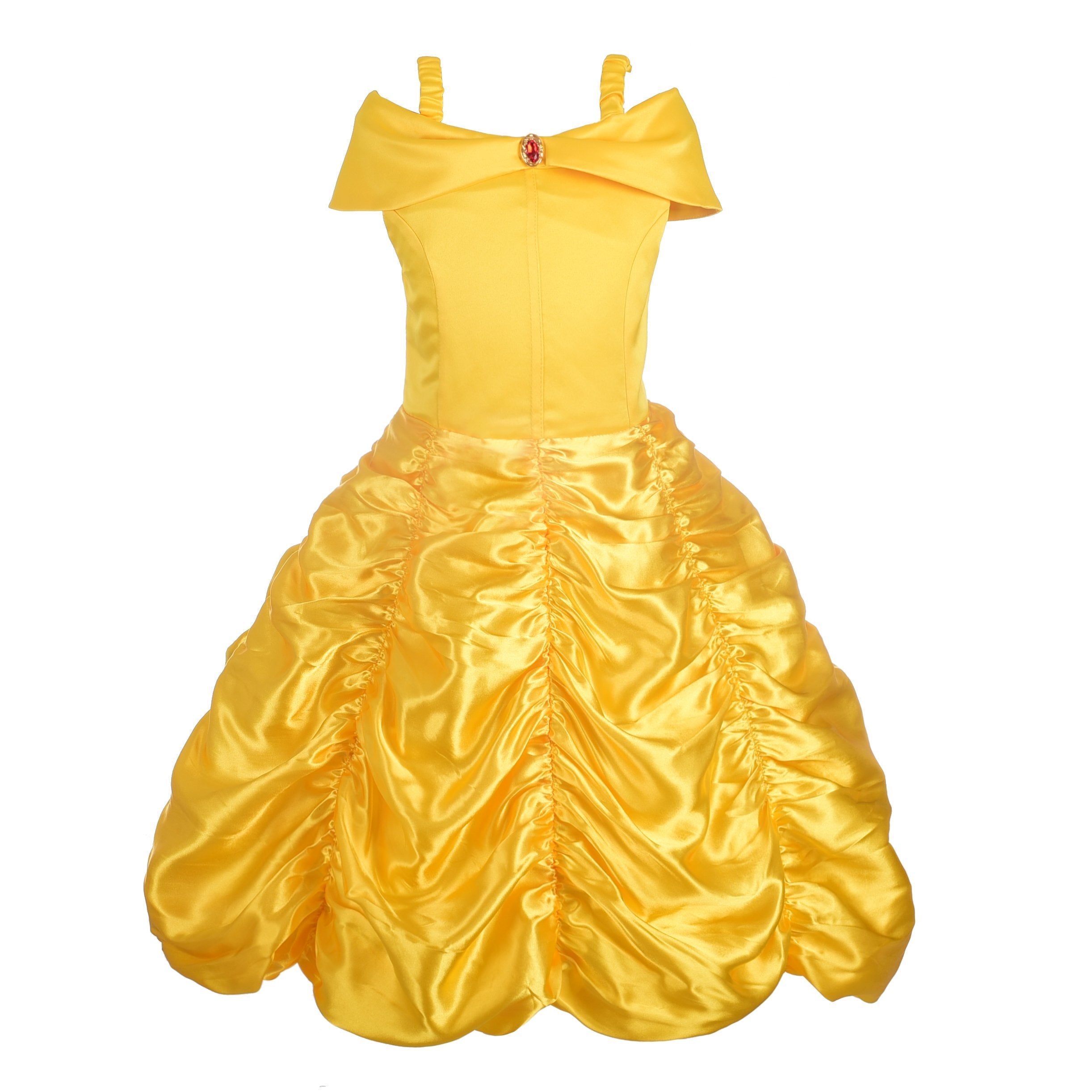 Dressy Daisy Girls' Princess Yellow Gold Ball Gown Birthday Party Fancy Dress Up Halloween Costume Size 6-6X