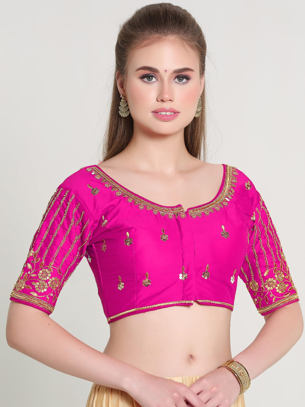 Pujia Mills WomenS Readymade Bridal Embroidery Blouse Multi Coding Maggam Work Moti Work Indian Ethnic Designer Stitched Readym