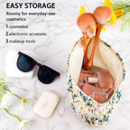ZLFSRQ Daisy Flower Makeup Bag Travel Cute Floral Cosmetic Bag for Women Girls Small Embroidery Makeup Zipper Portable Storage T