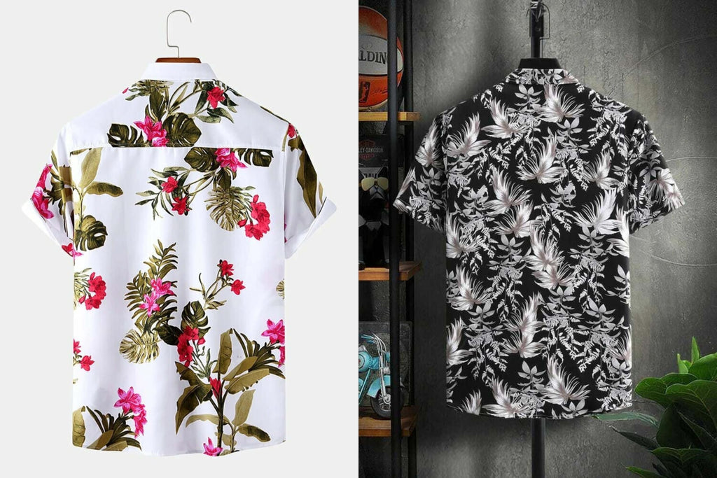 Rebelify MenS Lycra Bland Shirt With Half Sleeves Button Down Closure Round Collar Neck Printed Pattern Relaxed Fit And Standar
