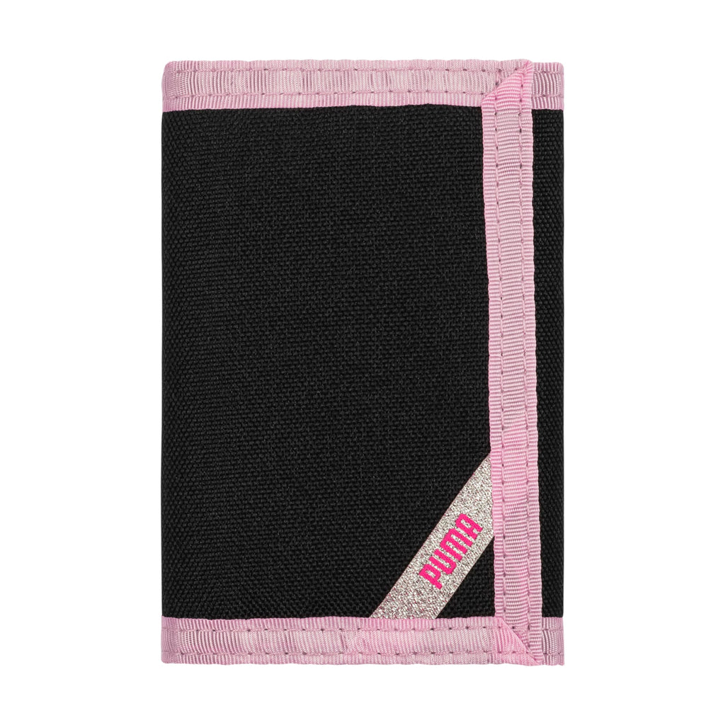 PUMA Kids' Little Rise Trifold Wallet, Black/Pink, One Size