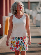 RipSkirt Hawaii | Length 2 with Pockets | Quick Wrap, Quick Dry, Travel Skirt with Side Pockets (8-10, Wildflower Watercolor)