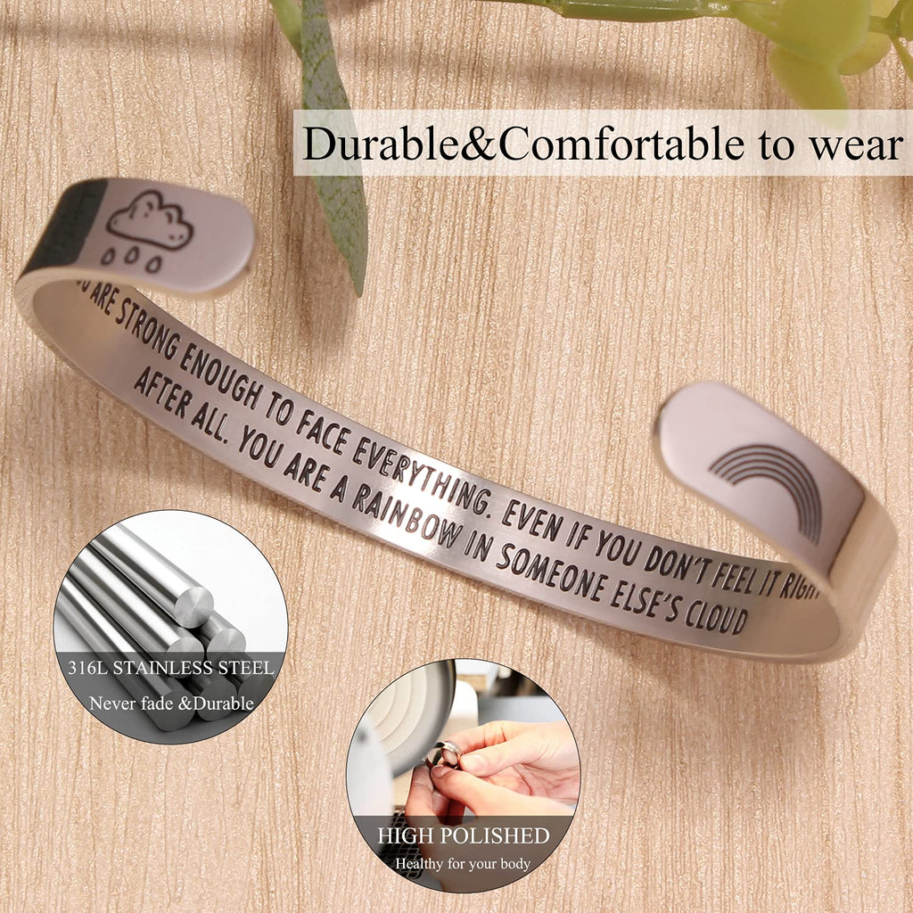 Btysun Anxiety Bracelets for Women Inspirational Gifts for Her Teen Girls Rainbow Bracelet Strong Faith Encouragement Friend Bra