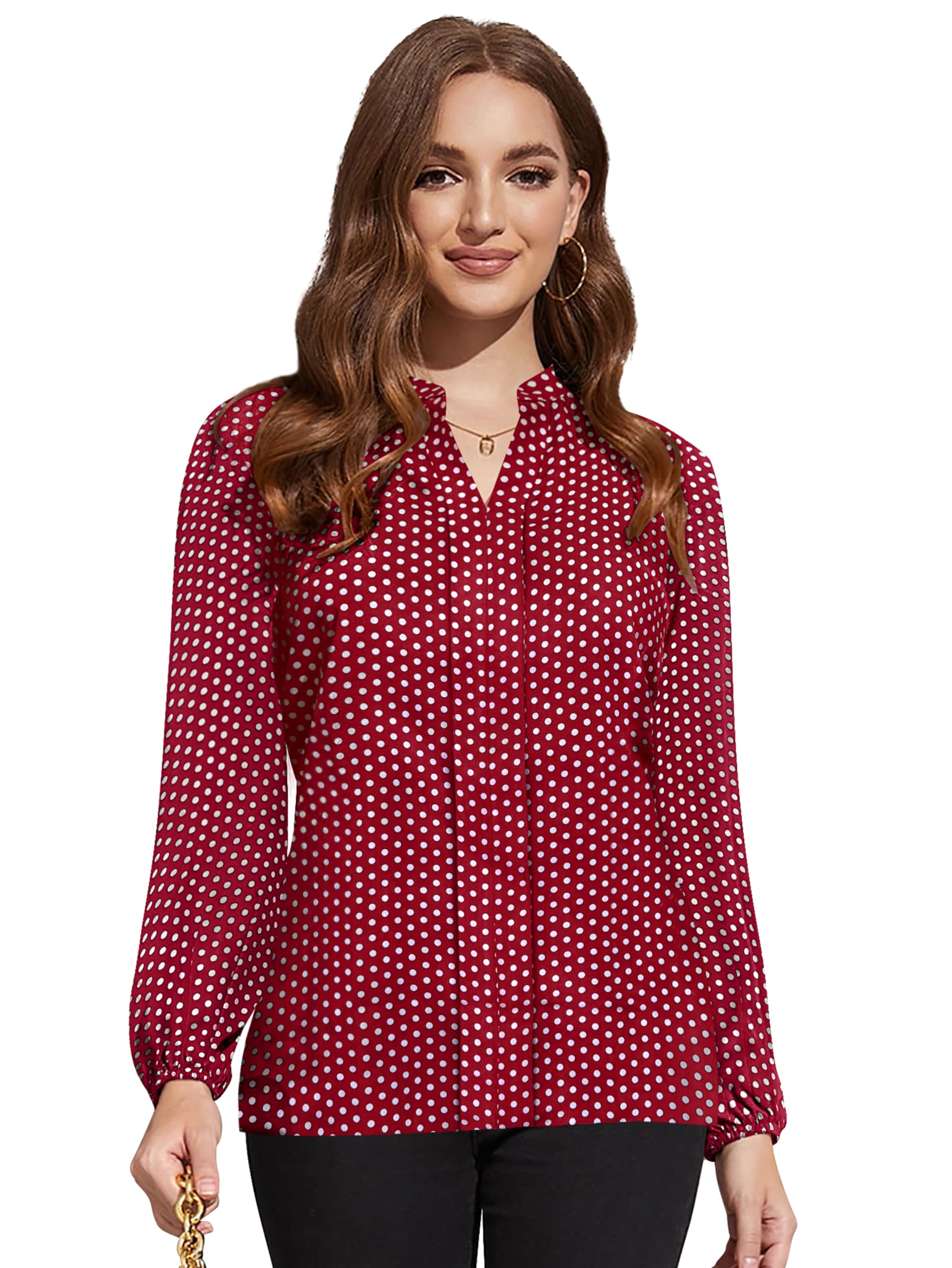 TOOCHKI Womens Polka Dots Regular Fit TOP (TOOCHKI117-TP_Maroon