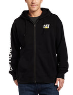 Caterpillar Men's Full Zip Hooded Sweatshirt (Regular and Big & Tall Sizes), Black, X Large