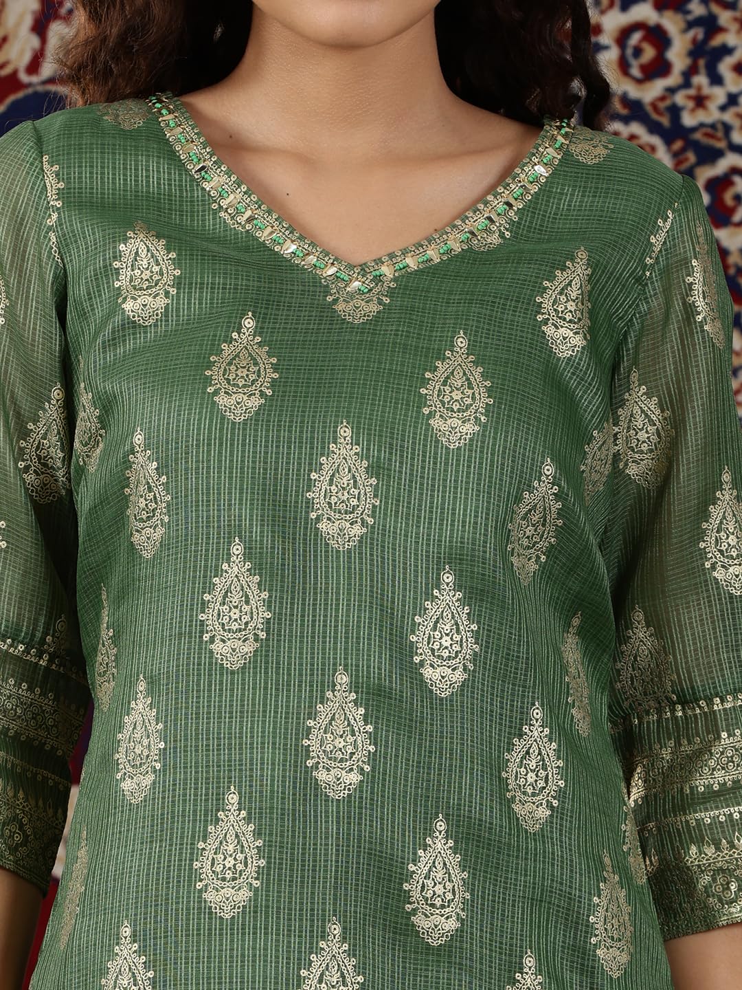 Aurelia Women?? Abstract Printed Straight Kurta | Lightweight V-Neck Kurta For Women | Printed Kurta For Women | Beautiful Regular Fit Kurta For Women