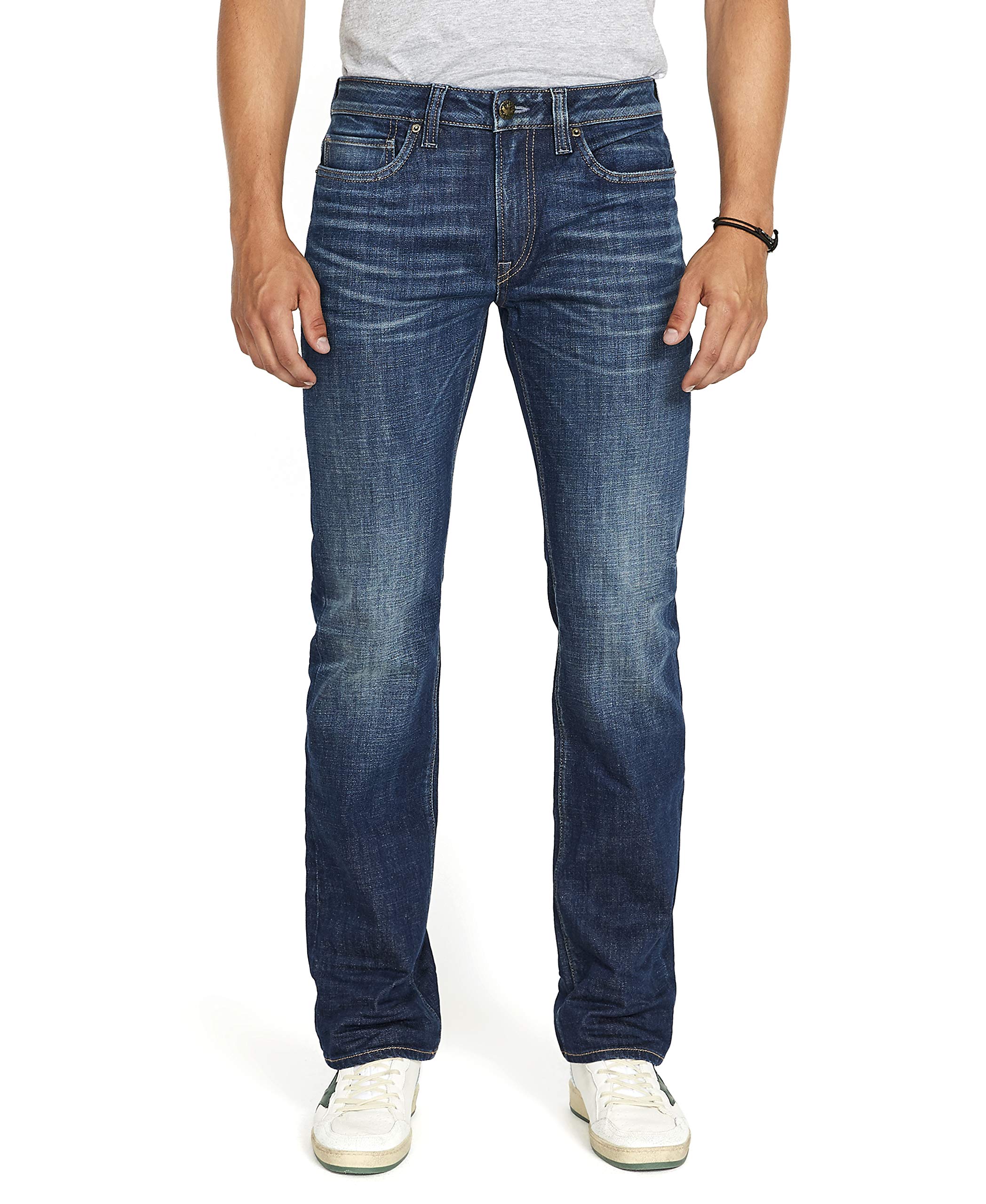 Buffalo David Bitton Men's Relaxed Straight Driven Jeans, Dark Blue Sanded Indigo, 28 32