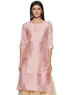 Ziyaa Women'S Synthetic Straight Ethnic Regular Fit Kurta (Zikups2068-S_Pink_Small)