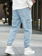 Noble Monk MenS Baggy Fit Jeans | Cargo Pocket | Denim Jeans | Streachable Jean For Men Indigo