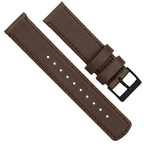 BARTON WATCH BANDS Quick Release Top Grain Leather Watch Band Strap, Saddle Leather/Saddle Stitching (Black Buckle), 22mm