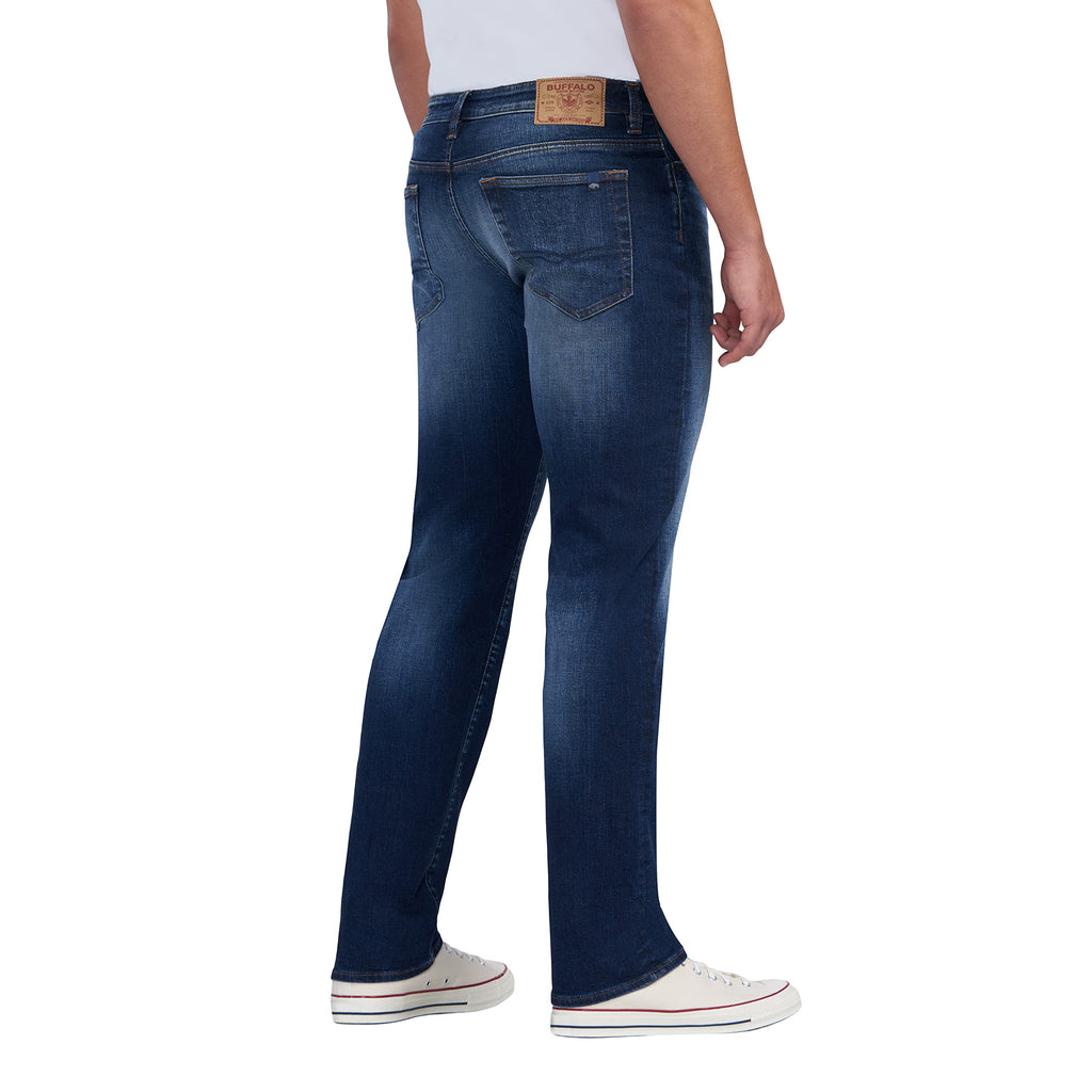 Buffalo David Bitton Men's Relaxed Straight Driven Jeans, Crinkled Mid Blue1, 36 x 30