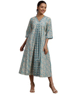 Libas WomenS Cotton Fit And Flare Midi Dress (29115O Blue