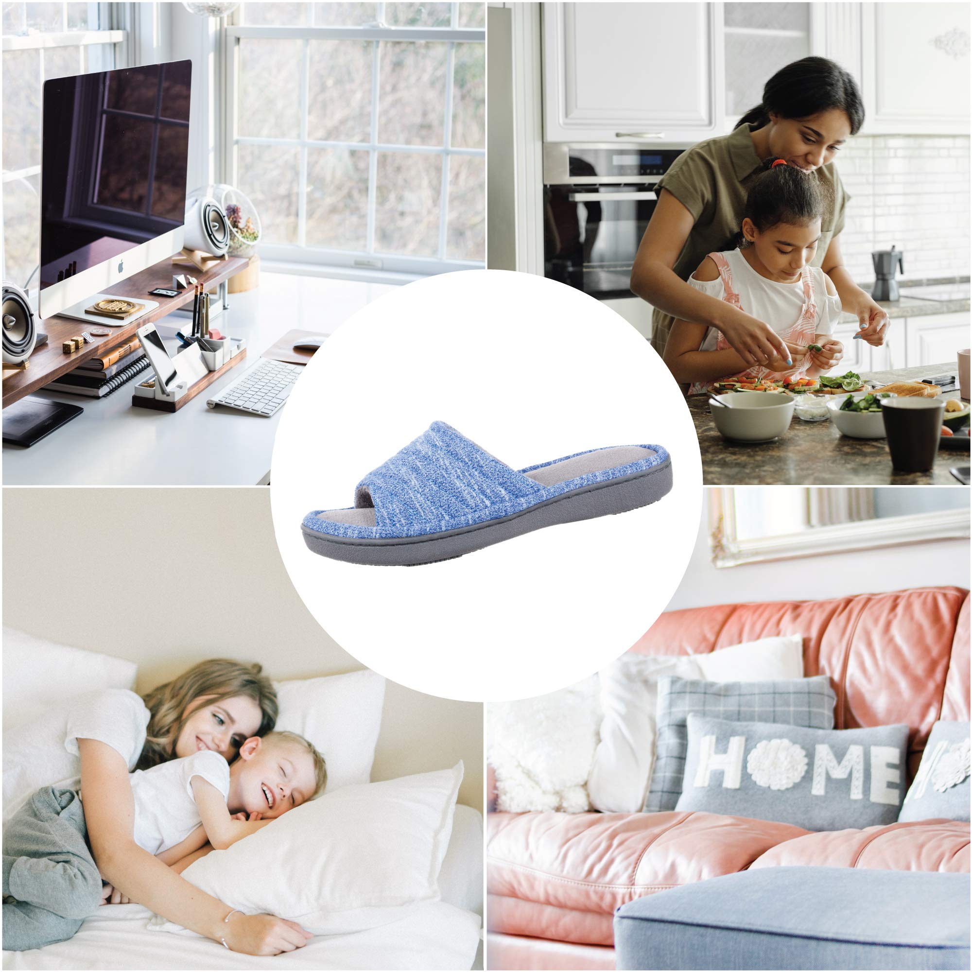 isotoner womens Space Dyed Andrea With Moisture Wicking for Indoor/Outdoor Comfort and Arch Support Slide Slipper, Ash, 9.5-10 U