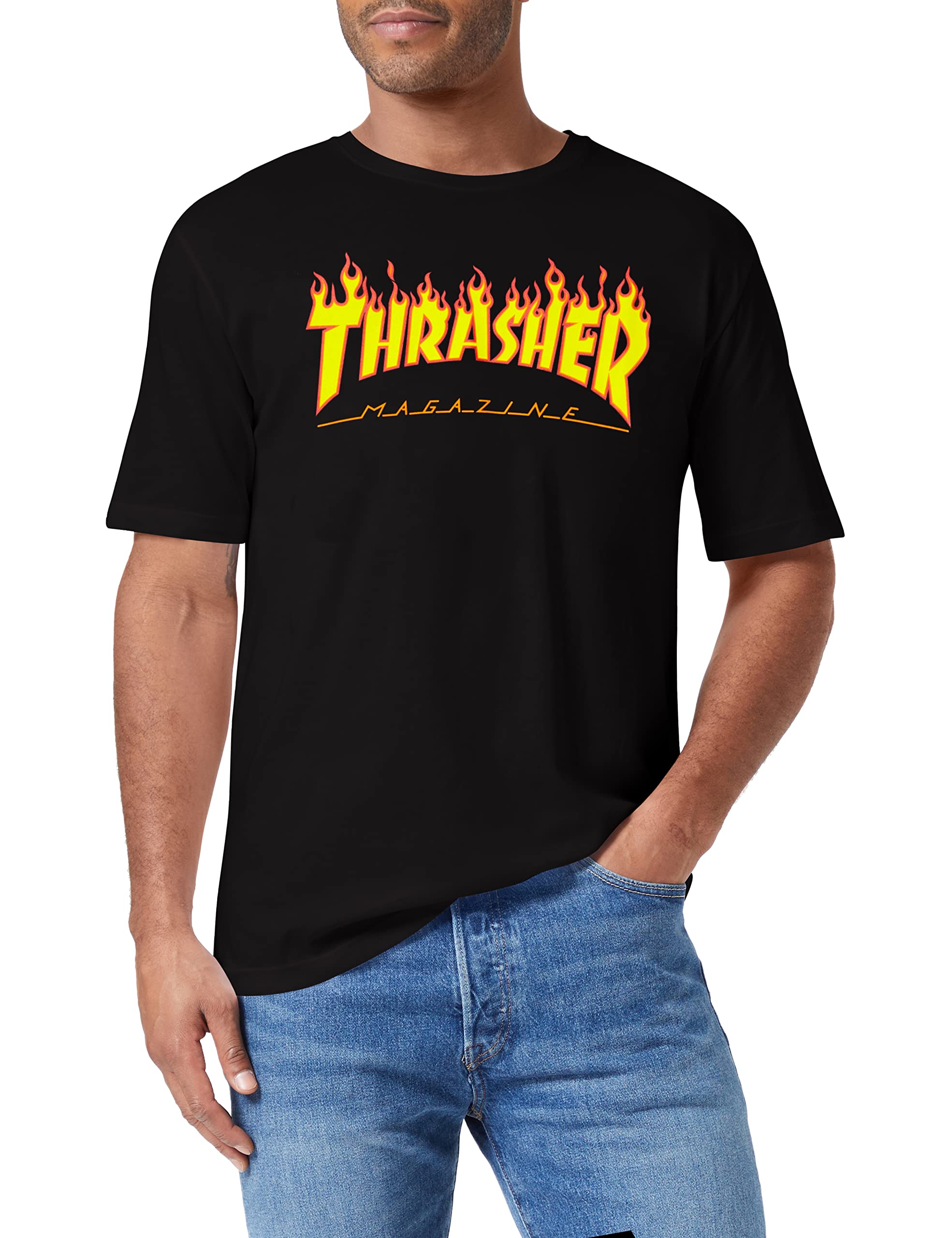 Thrasher Magazine Flame Logo T-Shirt - Medium- Black
