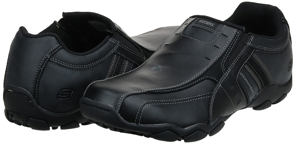 Skechers Mens Loafers-shoes, Black Leather, 13 US