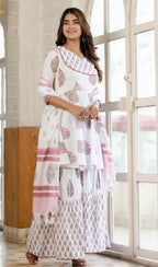 Klosia Women Angarakha Kurta And Sharara Set With Dupatta
