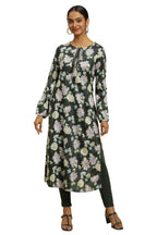 W For Woman Women'S Acrylic Floral Kurta & Tight (23Nows10213-122447_Deep Green