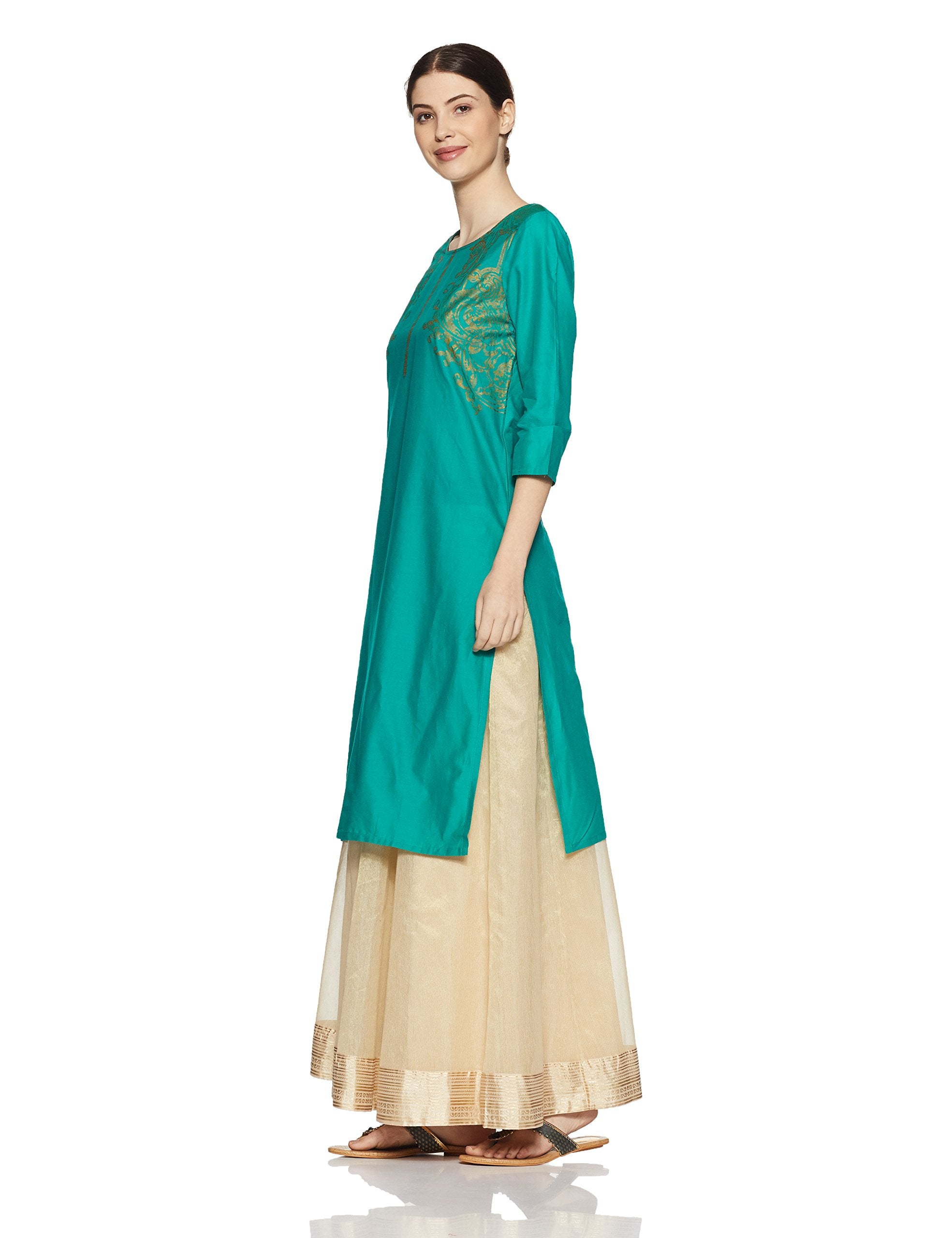 Aurelia Women'S Straight Kurta (17Auk13141-62352_Green_S)