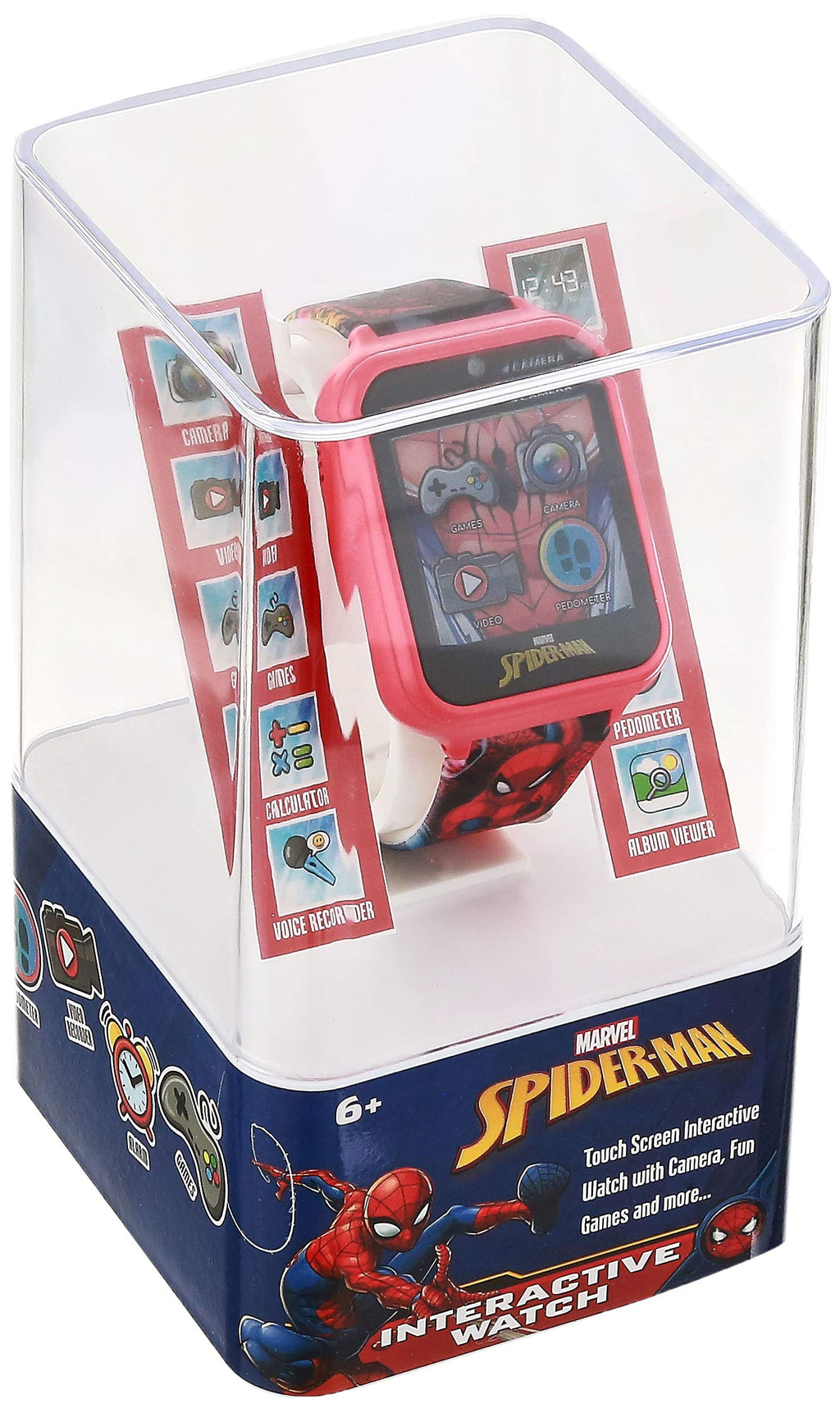 Spider-Man Kids Smartwatch - Interactive LED Screen with 10 Custom Watch Faces, Camera, Games, Alarm, Step Tracker & More - Fun