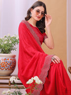 Dhyey Fashion WomenS Chiffon Saree With Unstitched Blouse Piece With Stone Work And Sparkle | Sari For Women Chiffon Saree | Sp
