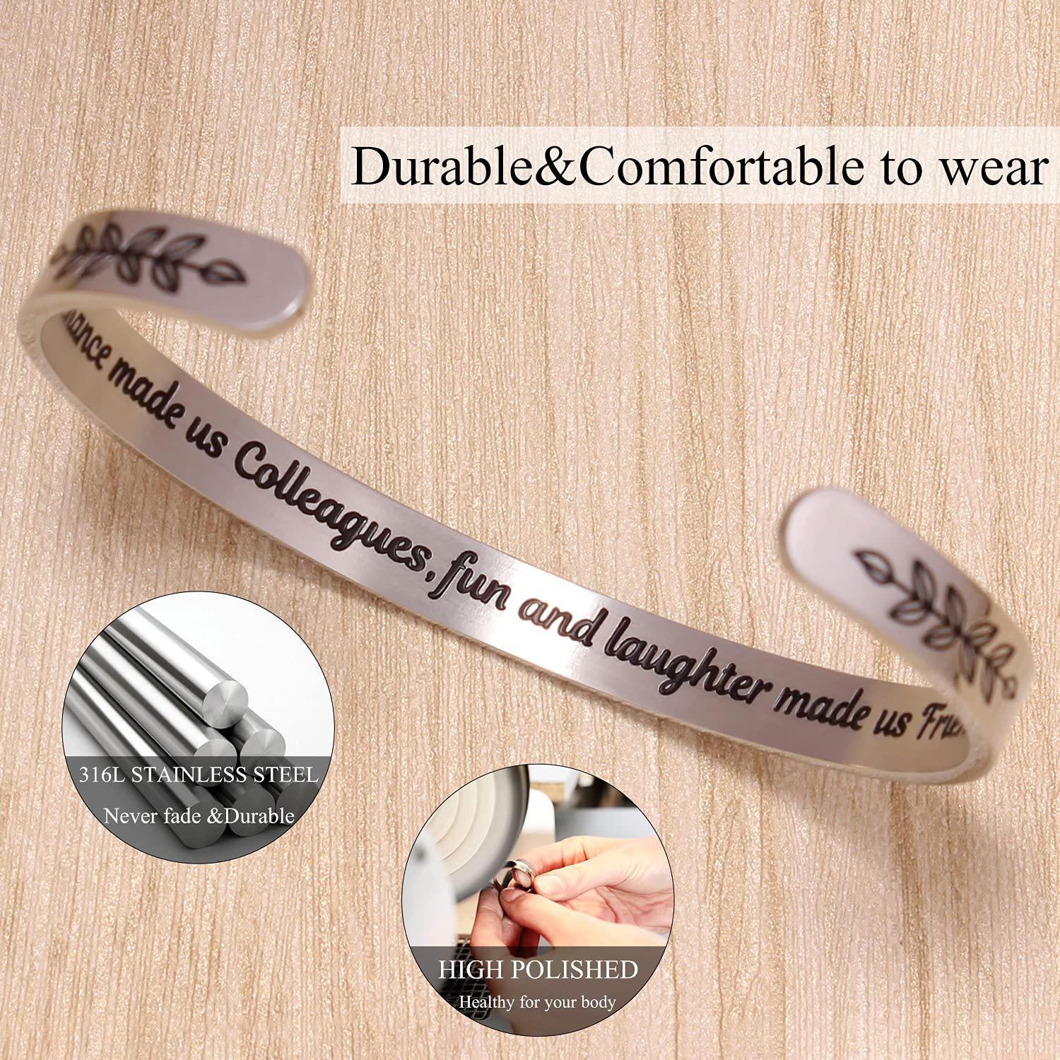 Going Away Gift for Worker Friendship Bracelet Funny Friend Birthday Gifts for Women Quotes Engraved Cuff Bangle Bracelets Chris