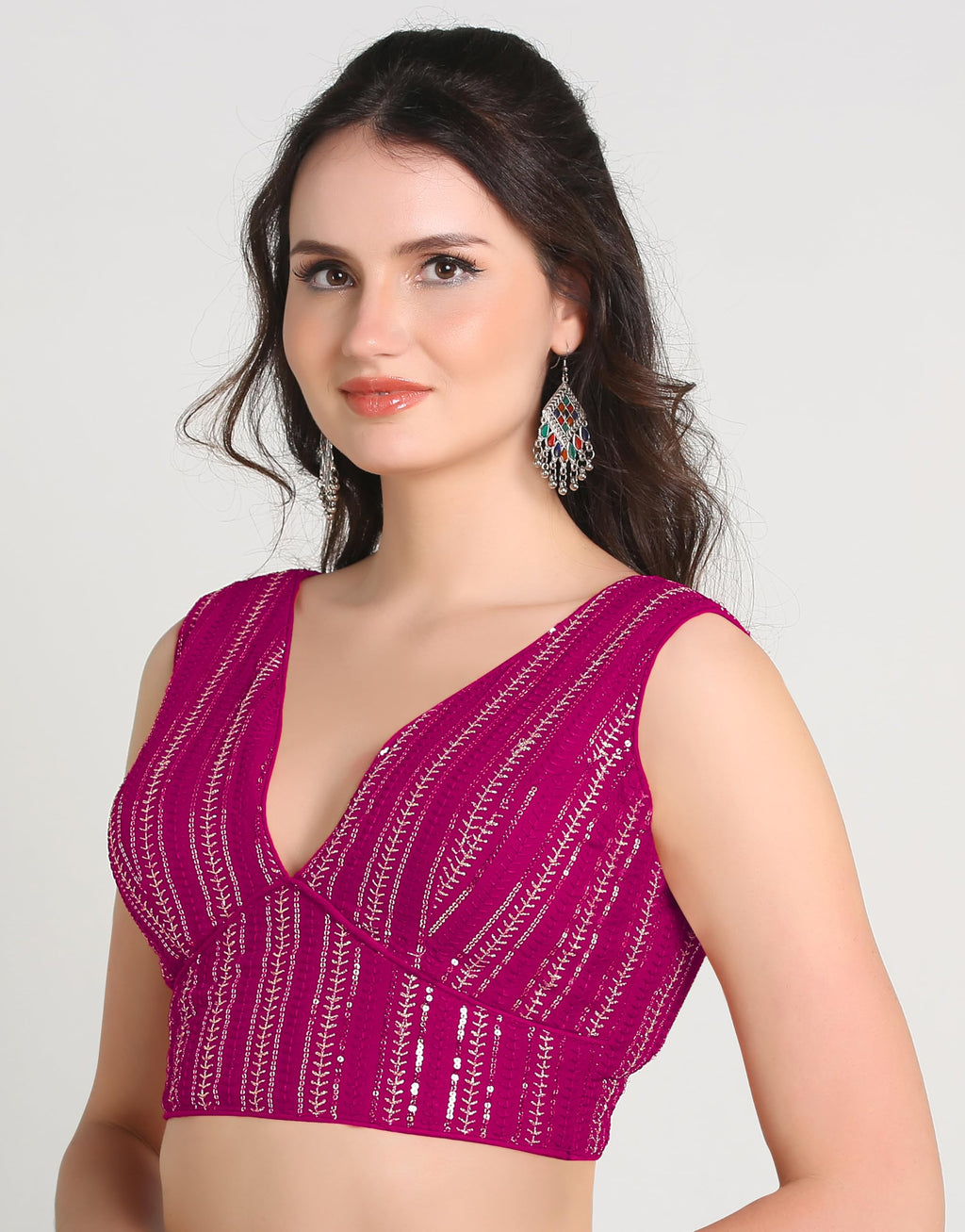 Pujia Mills WomenS Indian Ethnic Wear Sabyasachi Sequence With Dhaga Embroidered Zari Work Sweetheart Neck Blouse Sleeveless Re
