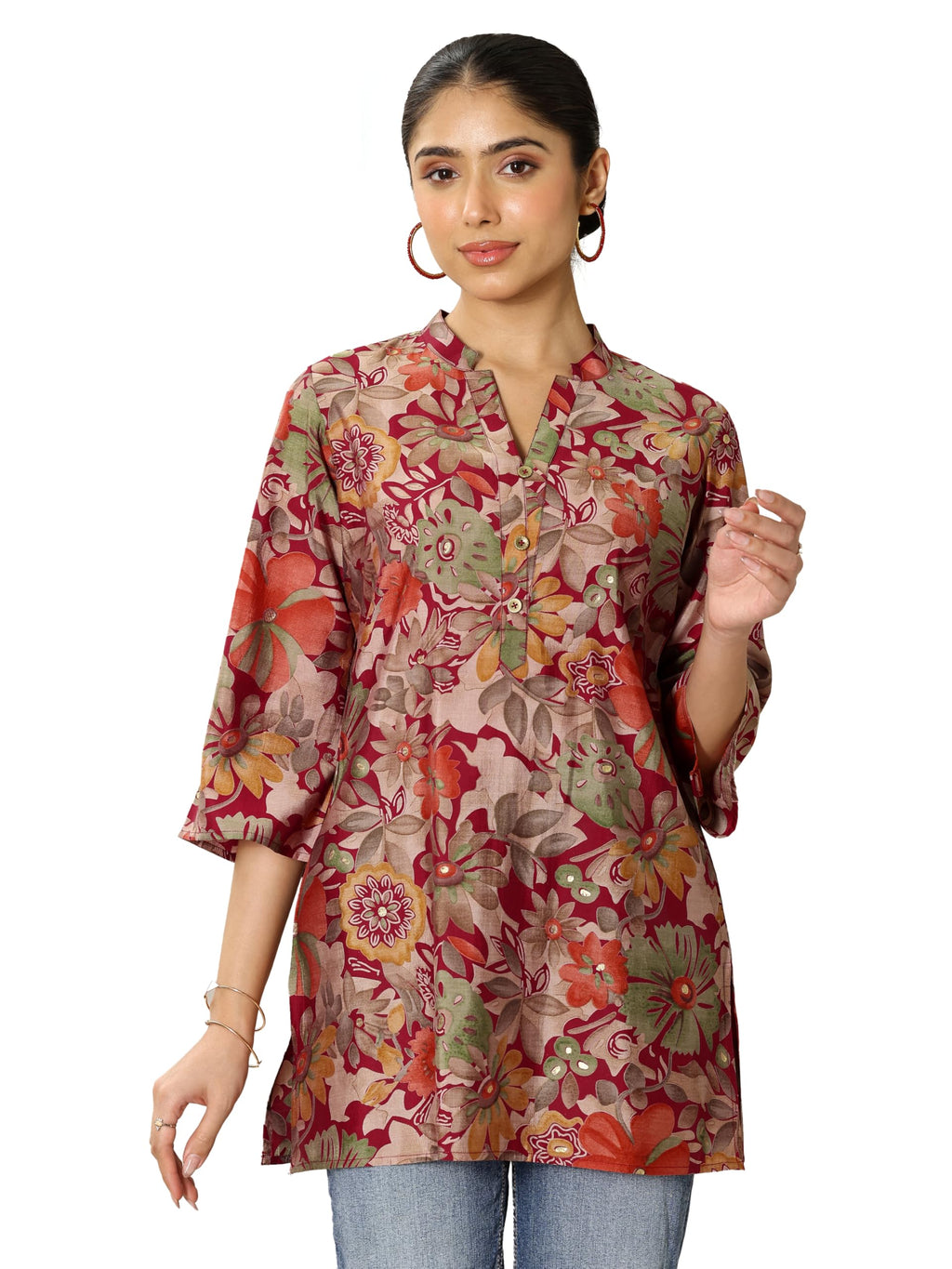 Libas WomenS Silk Blend Floral Straight Kurtis (98161_Multi_Xxl) Multicolour