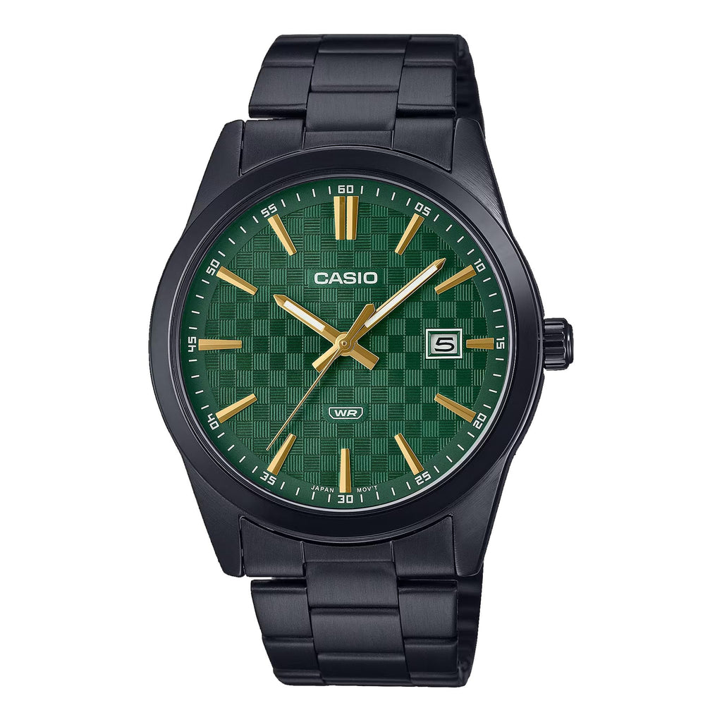 Casio Standard Analog Ion Plated Stainless Steel Green Dial Quartz MTP-VD03B-3A Men's Watch