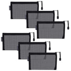 HRX Package Small Mesh Cosmetic Bags with Zipper, 6pcs Black Travel Makeup Pouches Organizer Case for Purse Diaper Bag