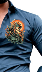 Indoprimo MenS Stylish Solid Satin Casual Shirt For Men Full Sleeve - Bird