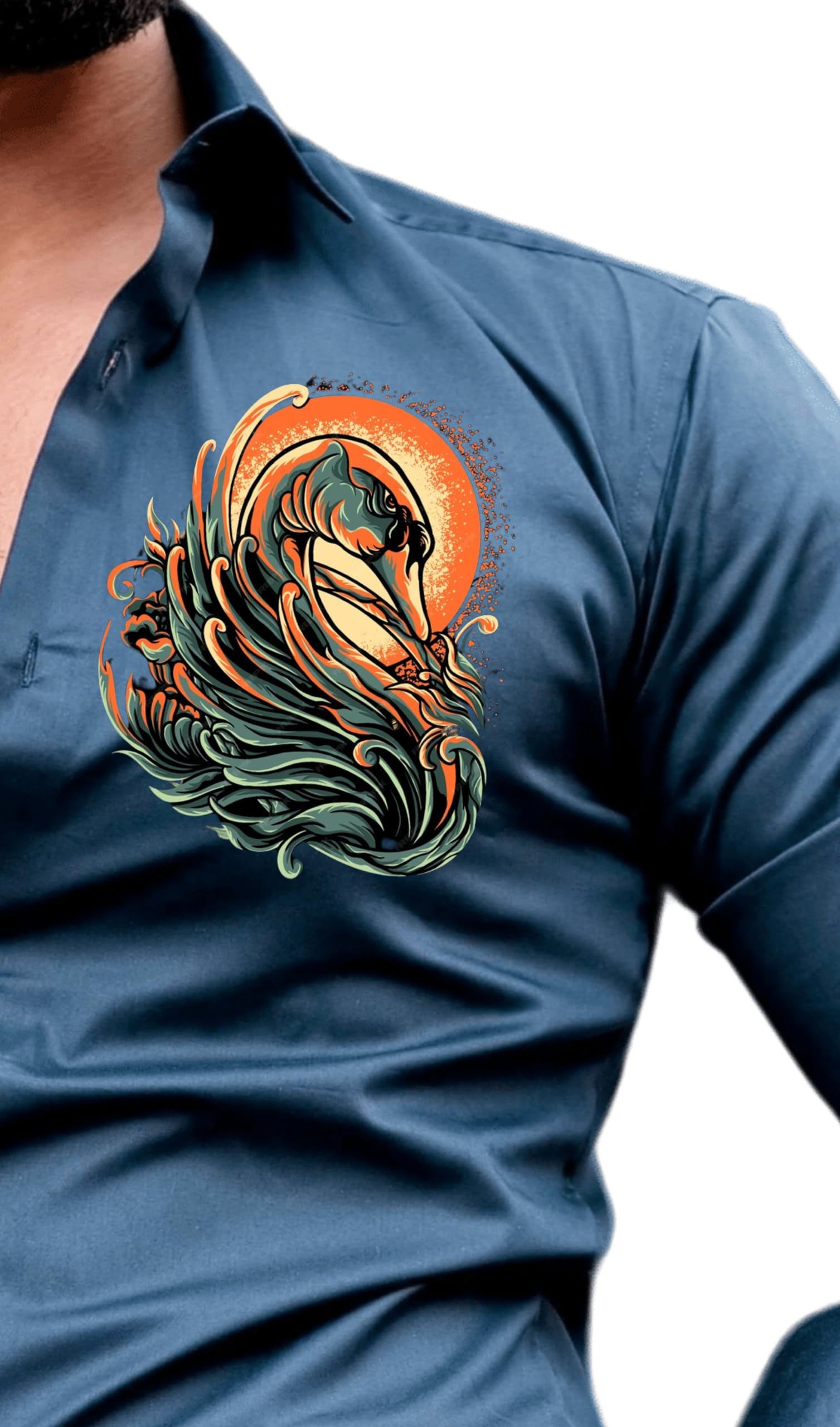 Indoprimo MenS Stylish Solid Satin Casual Shirt For Men Full Sleeve - Bird