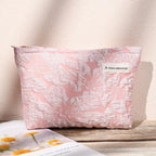 SOIDRAM 2 Pieces Flower Makeup Bag Large Floral Cosmetic Bag Capacity Canvas Travel Toiletry Bag Organizer Cute Makeup Brushes A