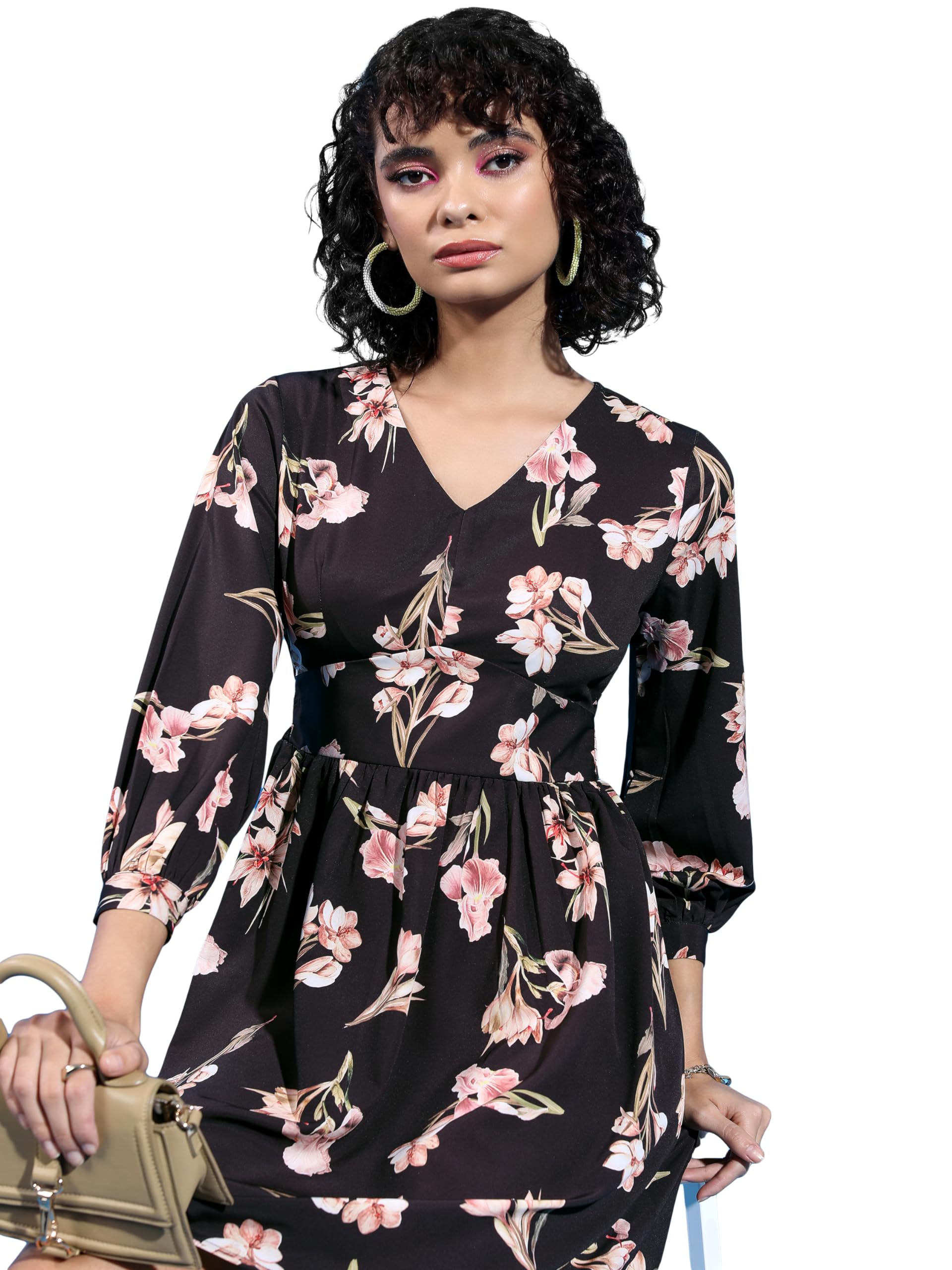 Ketch WomenS Polyester A-Line Mini Dress (Khj6000572_Black