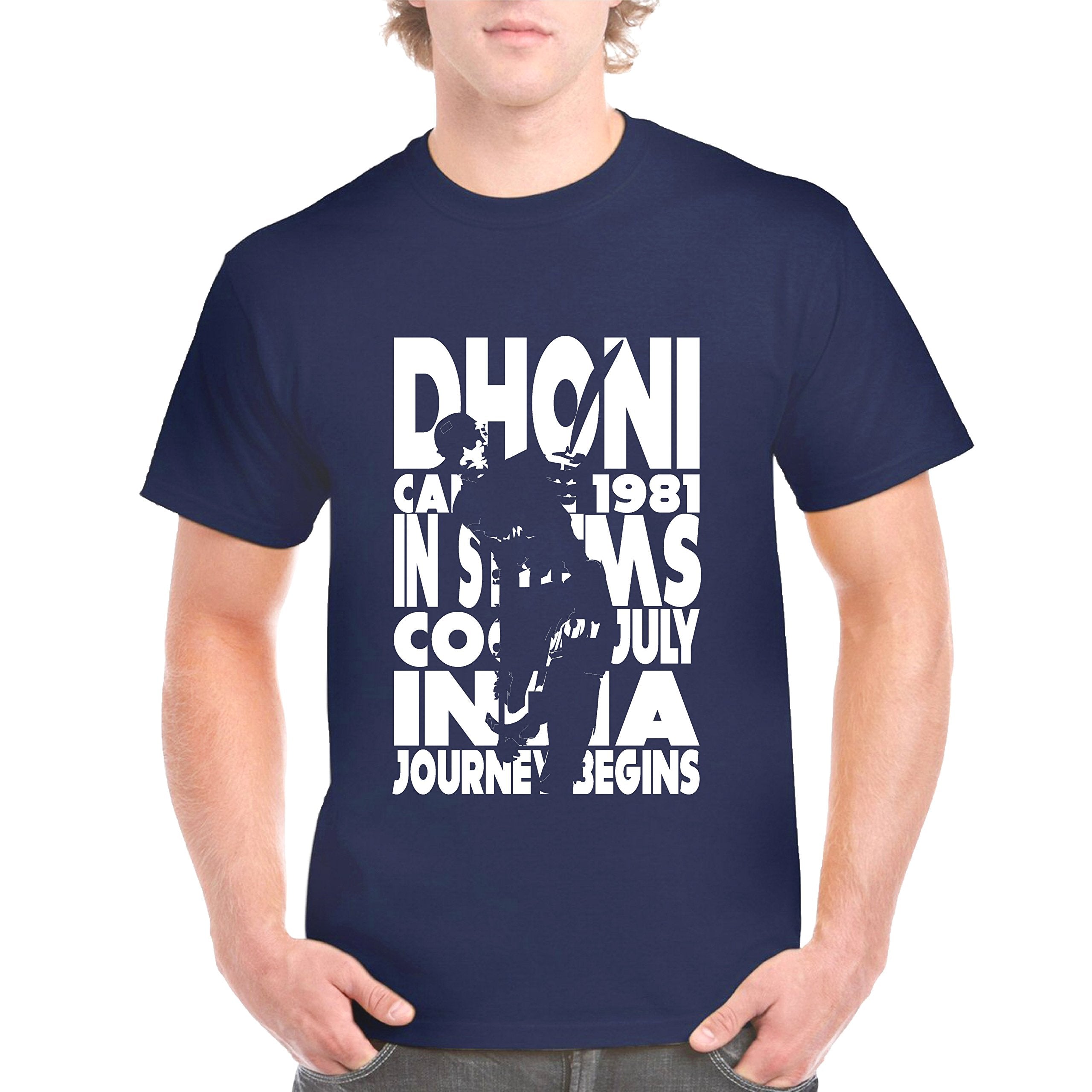 Uniplanet Store MenS Printed Regular Fit T-Shirt (Urt-Dhoni1981-Navyblue-018-P_Navy Blue