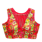 Pujia Mills Womens Phanotm Silk Floral Sleeveless Saree Blouse (PP 4_Dark Gajri_38)