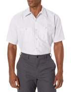 Red Kap Mens Standard Industrial Work Shirt, Regular Fit, Short Sleeve, White, 4X-Large