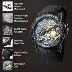 MASTOP Men's Fashion Big Dial Watches 3D Sculpture Dragon Luxury Men Quartz Watches Exquisite Creative Watch