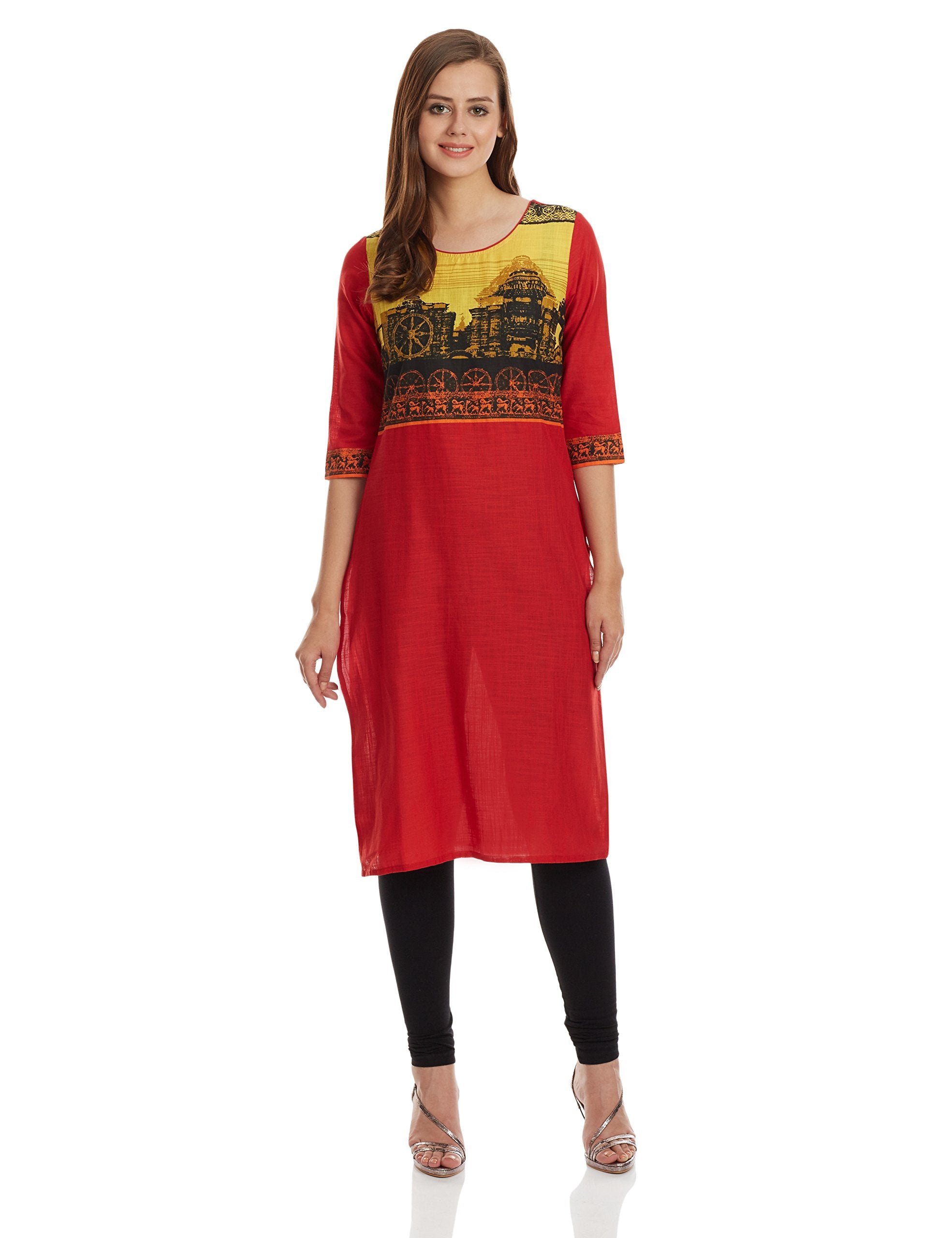 Aurelia Women'S Straight Kurta (16Auk12764-01907_Red_Xx-Large)
