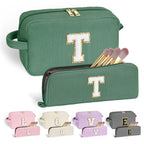 YOOLIFE Makeup Bag for Teen Girls - 2 Pcs Travel Makeup Bags Skincare Bag Corduroy Cosmetic Bag Personalized Gifts for Women Her