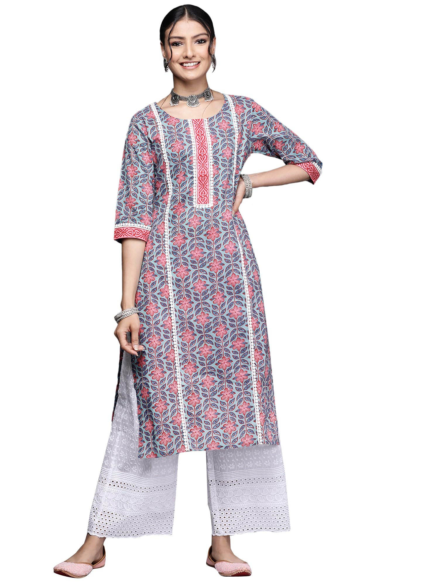Libas Womens Printed Cotton Straight Kurta For Women