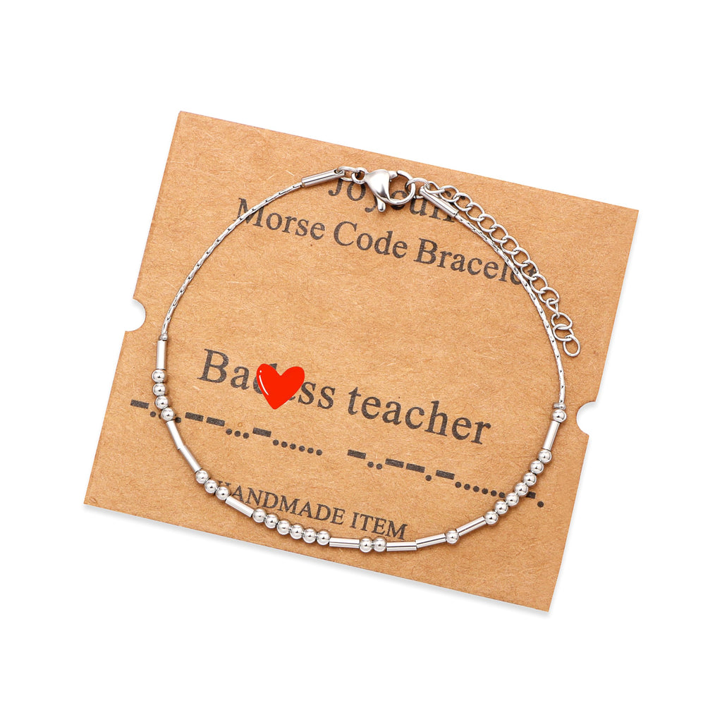 JoycuFF Teacher Gifts Morse Code Bracelets for Women Teacher Appreciation Gifts for Women Birthday Teacher's Day Graduation Chri