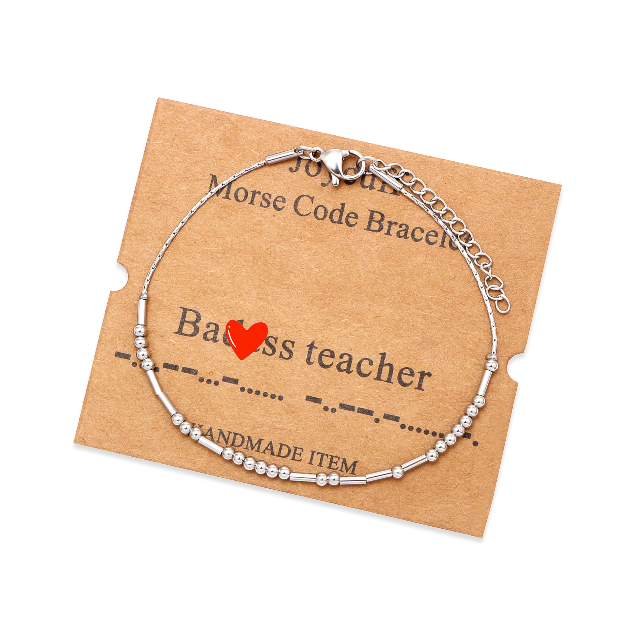 JoycuFF Teacher Gifts Morse Code Bracelets for Women Teacher Appreciation Gifts for Women Birthday Teacher's Day Graduation Chri