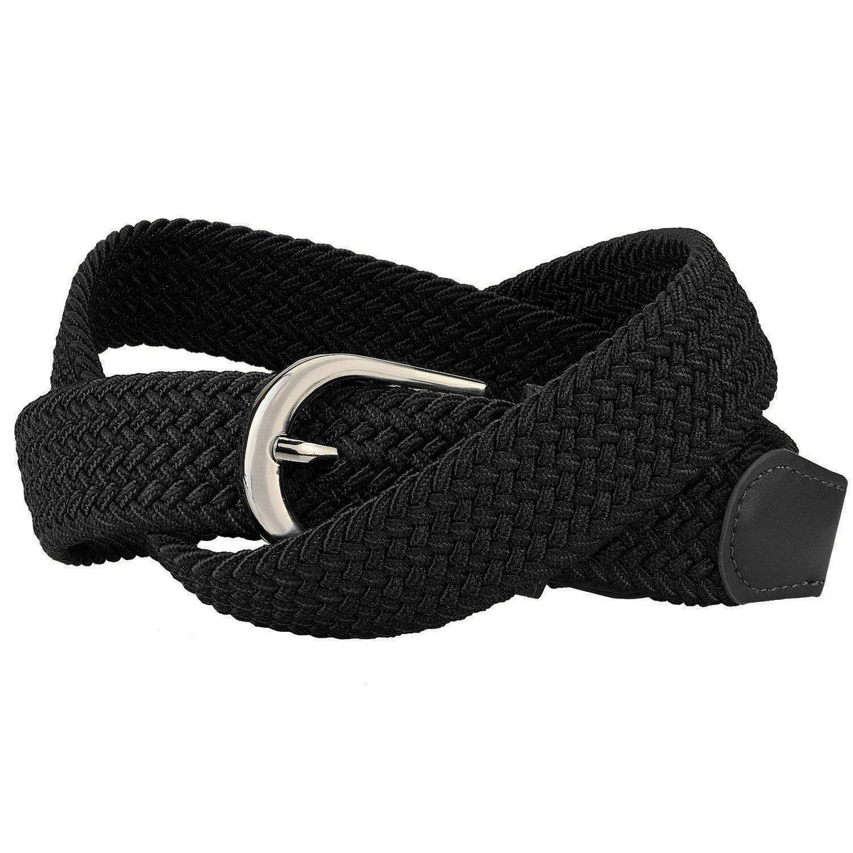 Pinkit Stretchable Braided Belt For Women/Ladies/Girls (Fits Waist Size 24 To 30)  Black Colour (Pack Of 1) 24-30