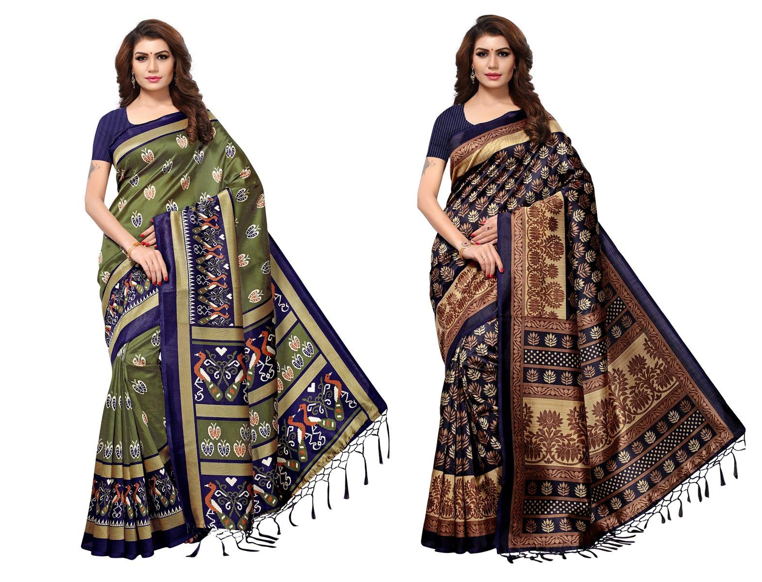 Gosriki Women Art Silk With Blouse Piece Saree Combo-812_Multicoloured_Free Size