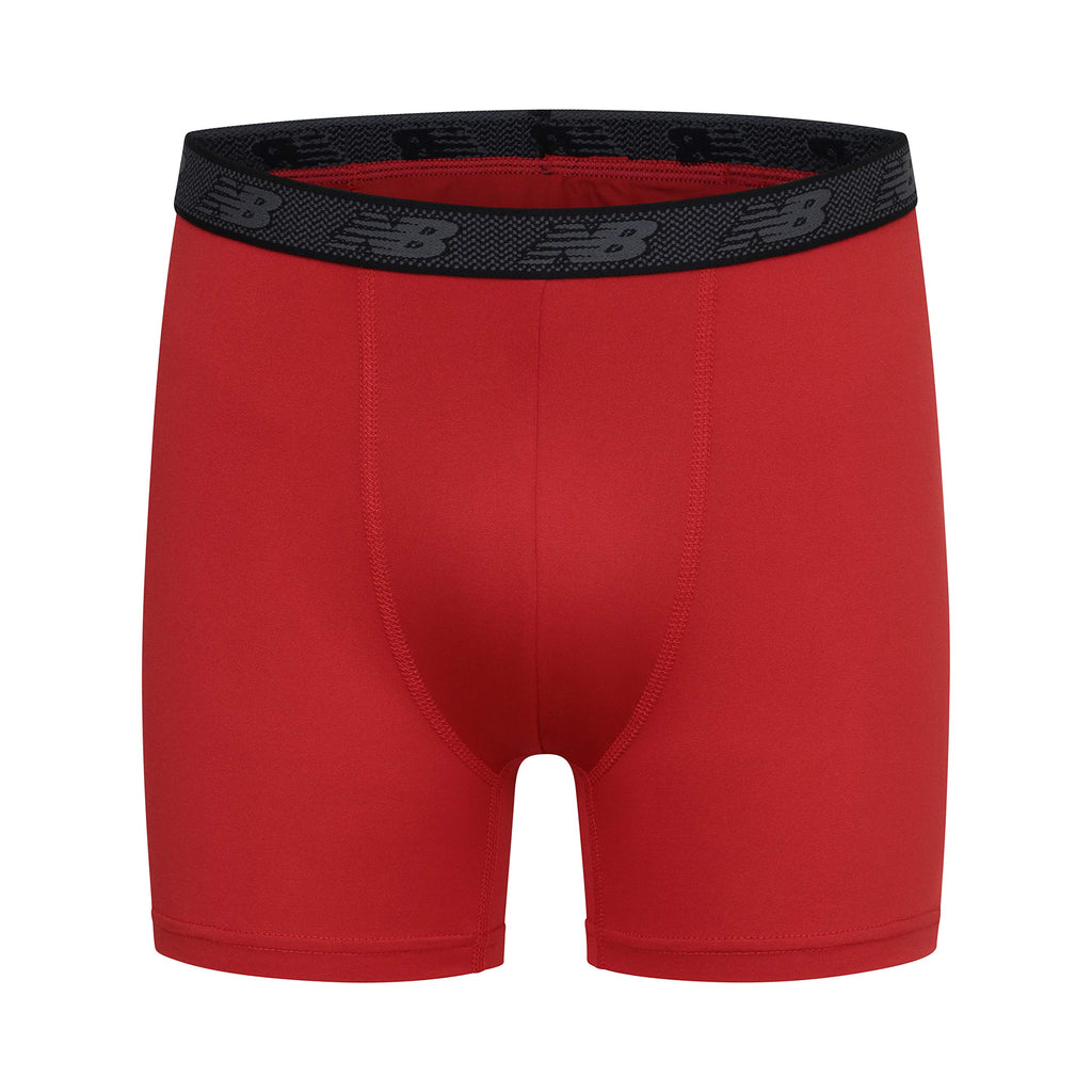 New Balance Boy's Underwear, Performance Boxer Briefs 4-Pack, Magnet Print/Team Red/Black/Team Red Print, X-Large