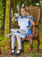 BesserBay Halloween Little Girls Costume Blue Peter Pan Collar Dress with White Apron 4 Years