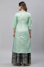Aurelia WomenS Green Foil Printed Embellished Kurta