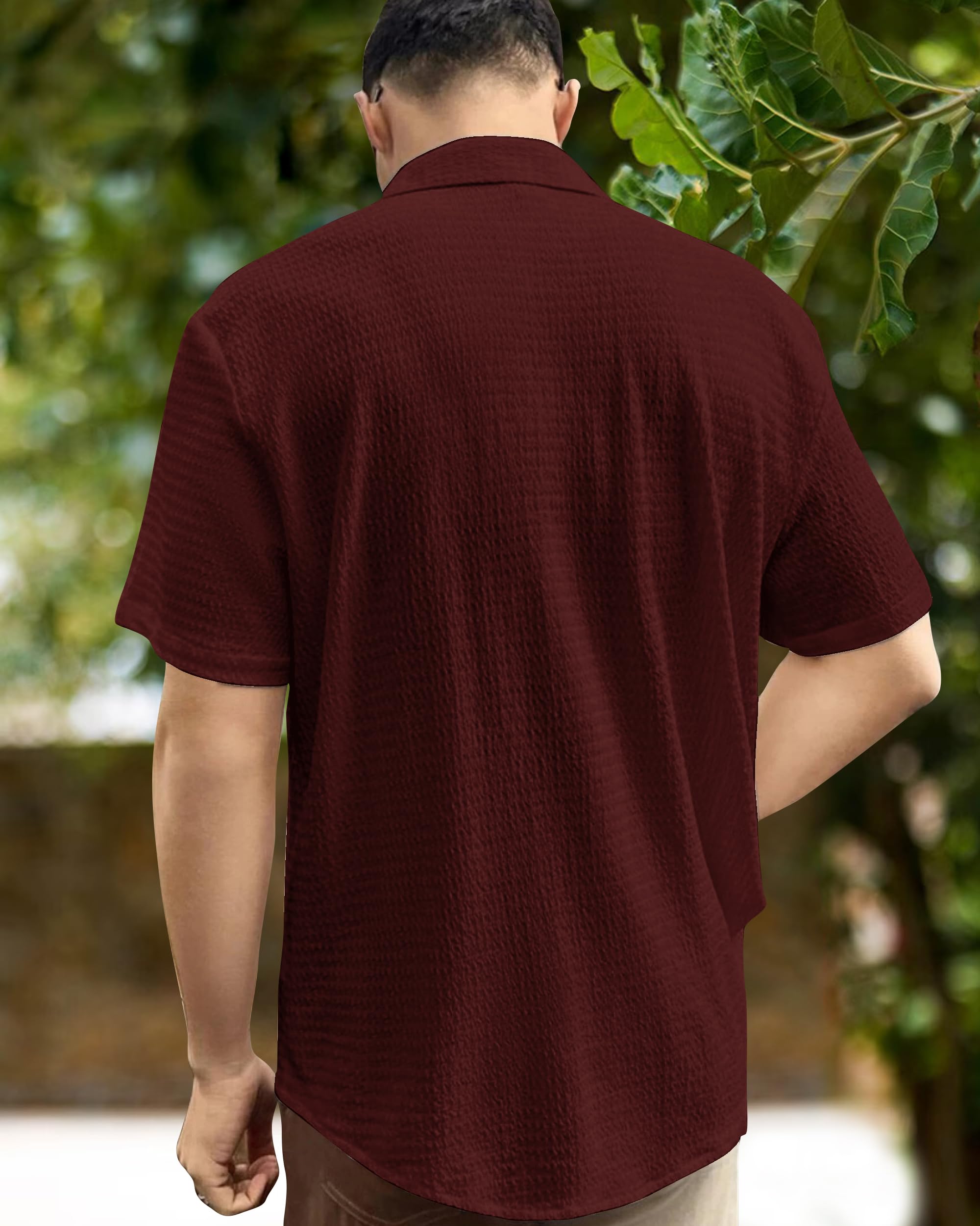 I Enterprise MenS Regular Fit Solid Soft Touch Cotton Casual Shirt Design With Spread Collar & Half Sleeve (Pack Of 2) Color_Ma