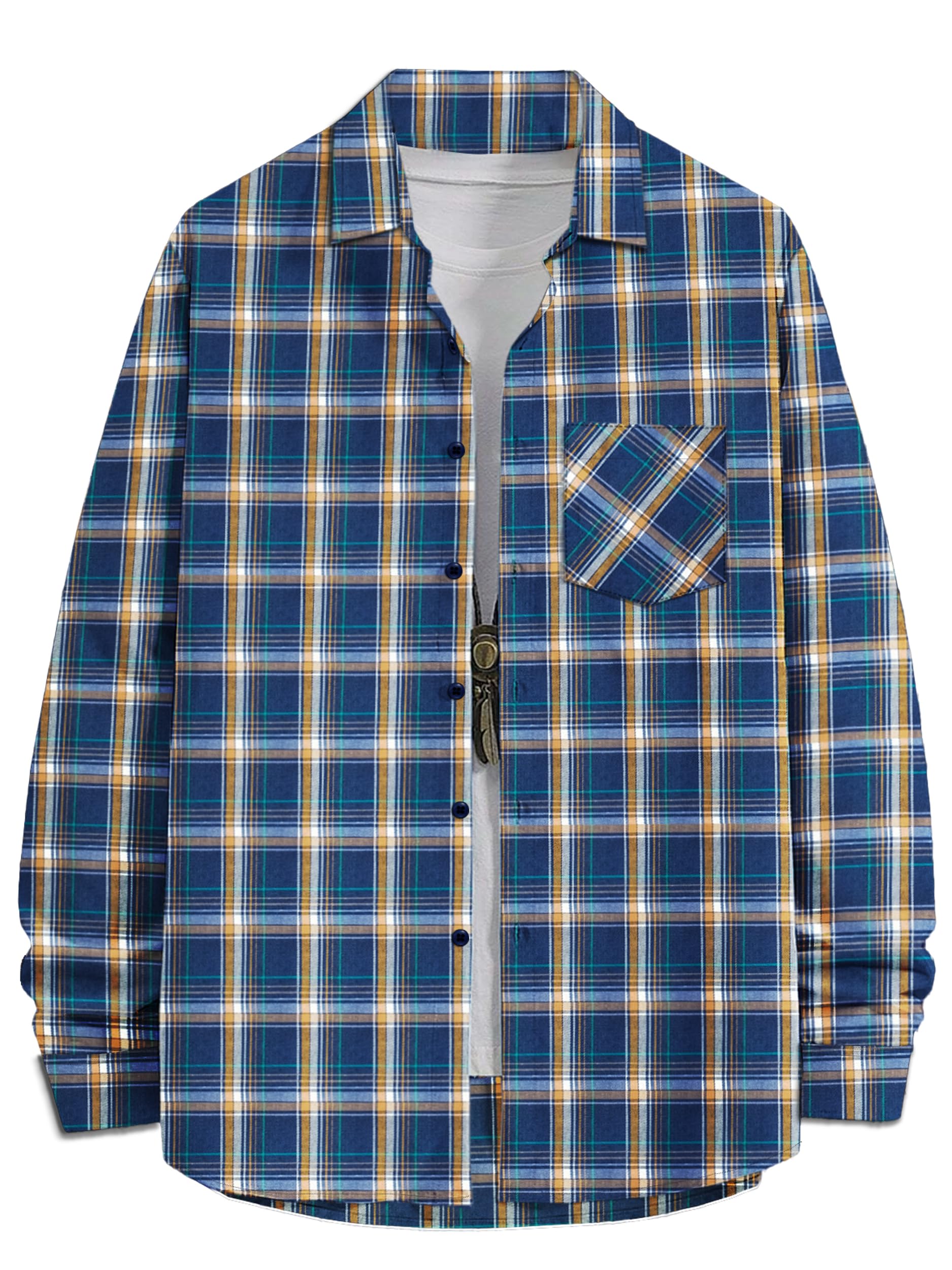 Noble Monk MenS Regular Long Sleeve Cotton Check Shirt | Casual Shirt With Spread Collar