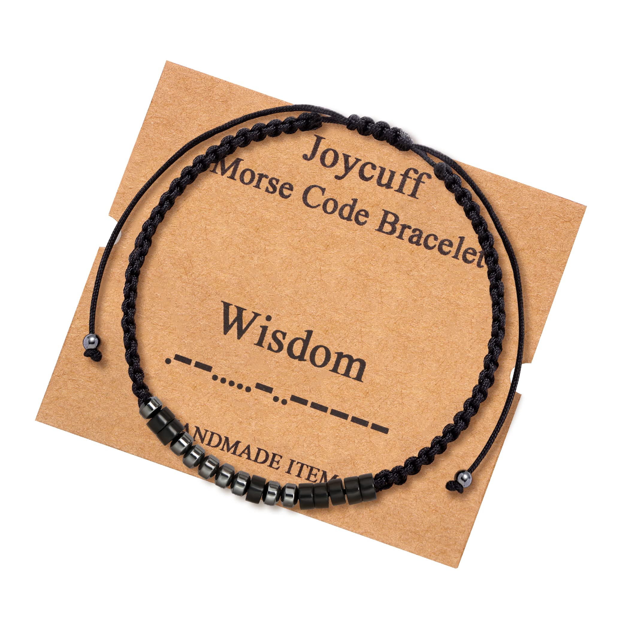 JoycuFF Wisdom Morse Code Bracelets for Women Men Handmade Silk Wrap Strand Jewelry Unique Trendy Christmas Thanksgiving Day Gif